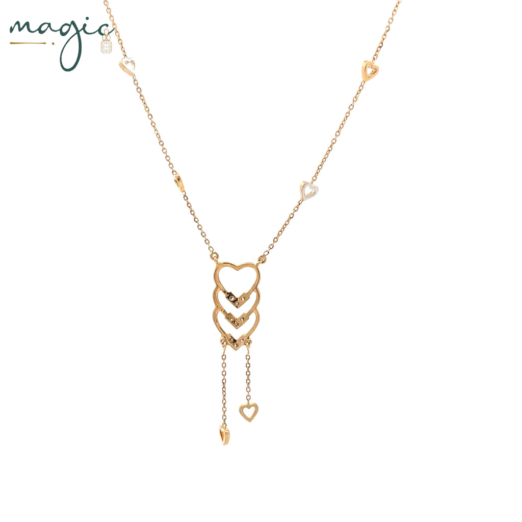 Magic Cascading Triflets of Sparked Heart Necklace