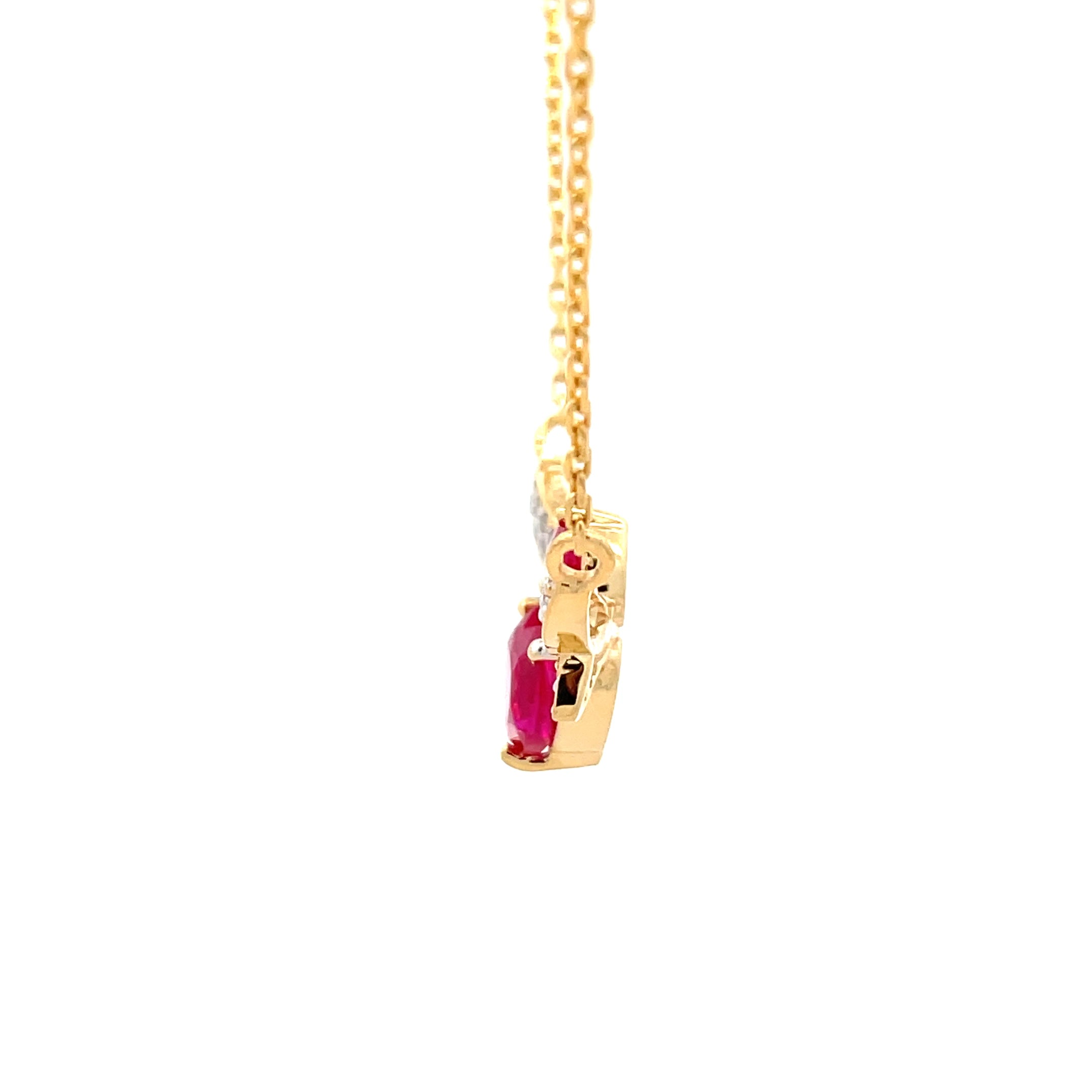 14k Yellow Gold butterfly Necklace withsynthetic Ruby