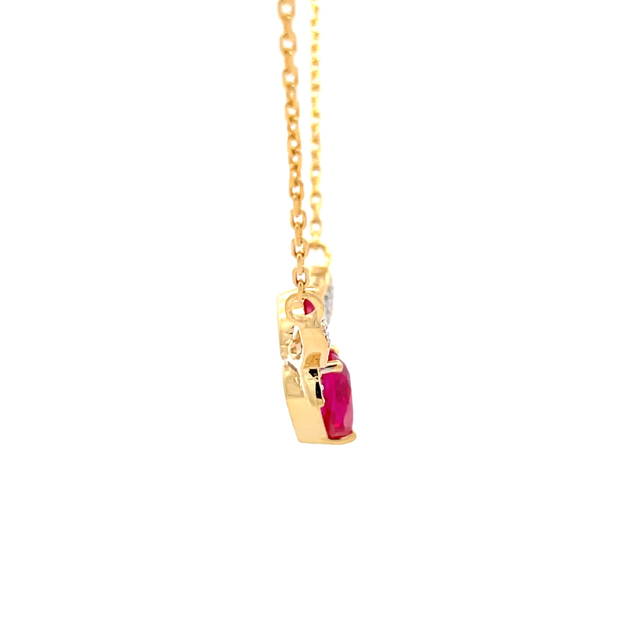14k Yellow Gold butterfly Necklace withsynthetic Ruby
