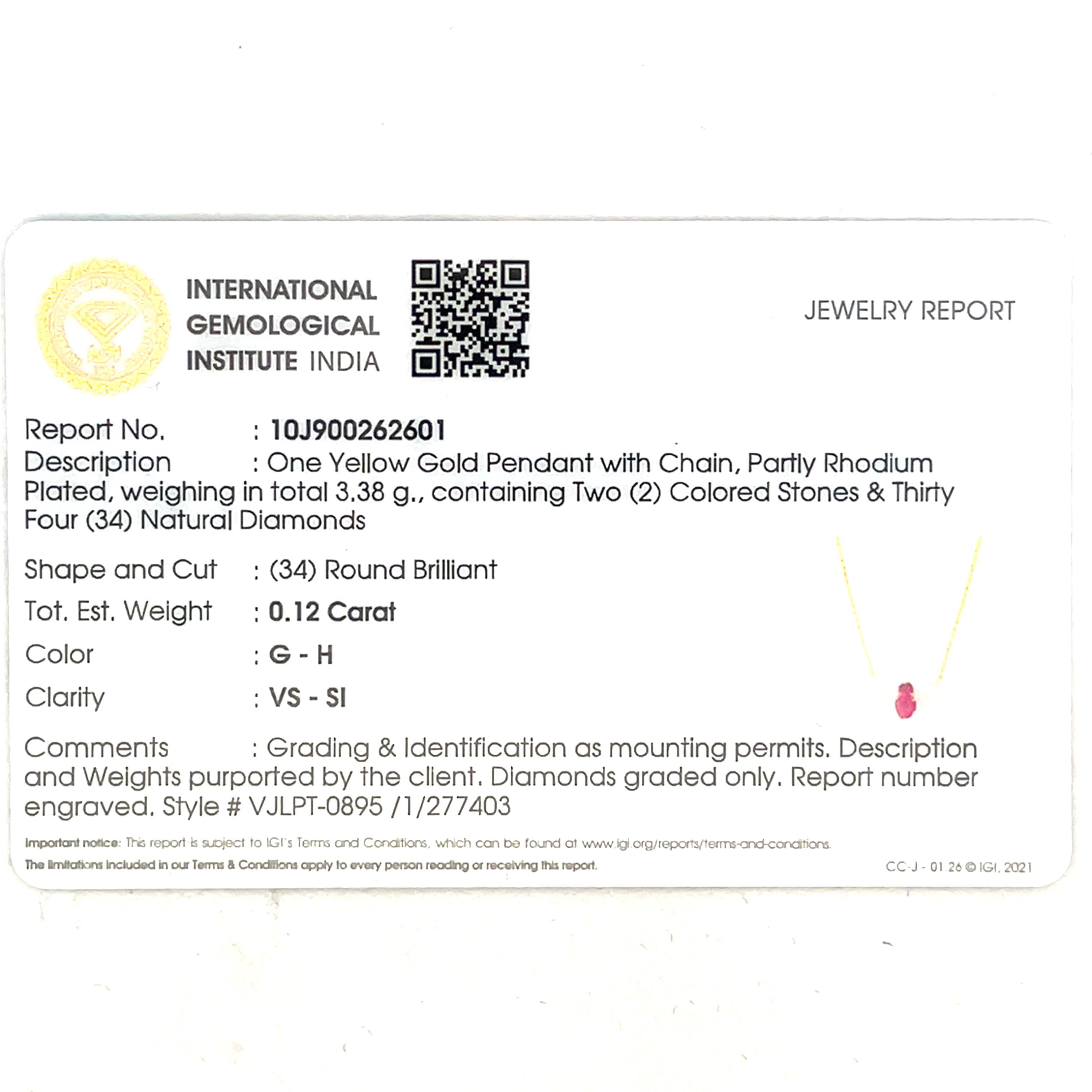 14k Yellow Gold butterfly Necklace withsynthetic Ruby