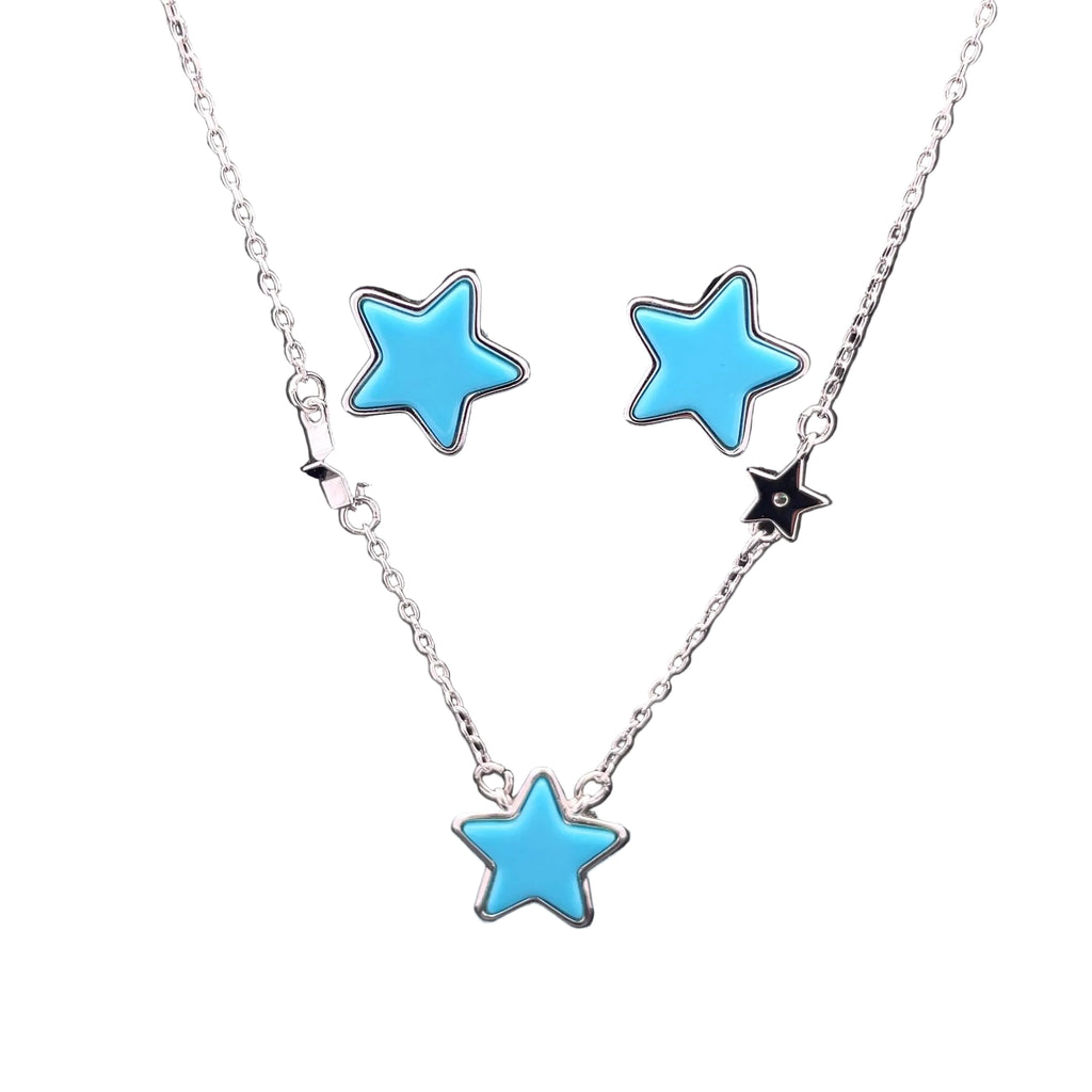 925 Sterling silver star chain pendent set