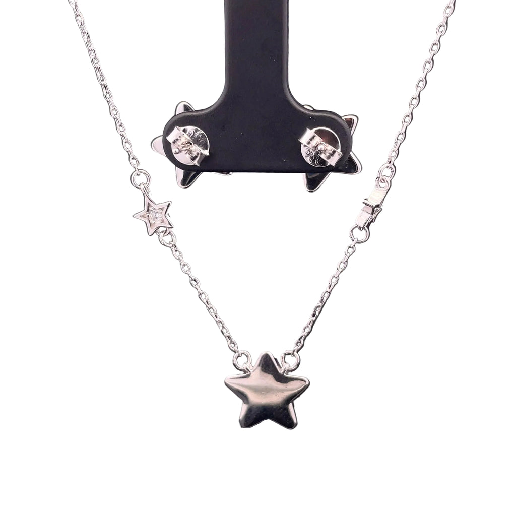 925 Sterling silver star chain pendent set