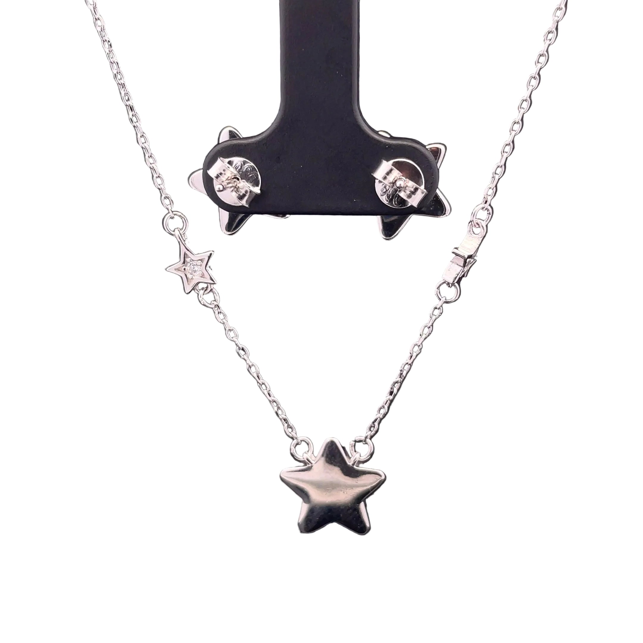 925 Sterling silver star chain pendent set
