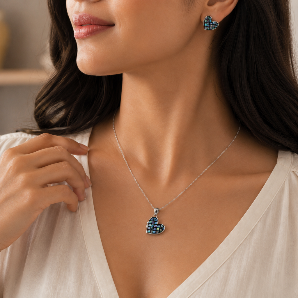 Mosaic Heart Pendant Set