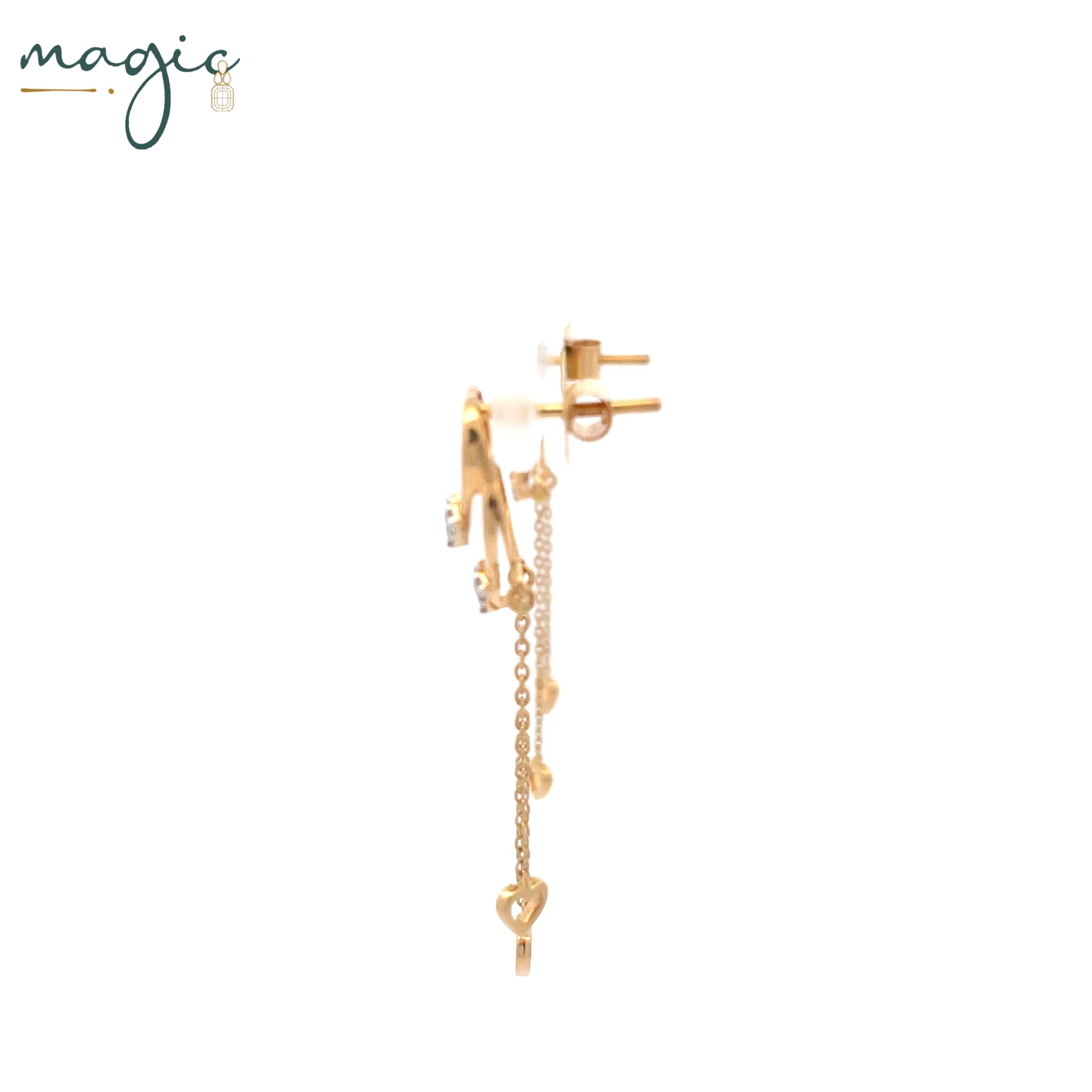 Magic Cascading Triflets of Sparked Heart Drop Earrings