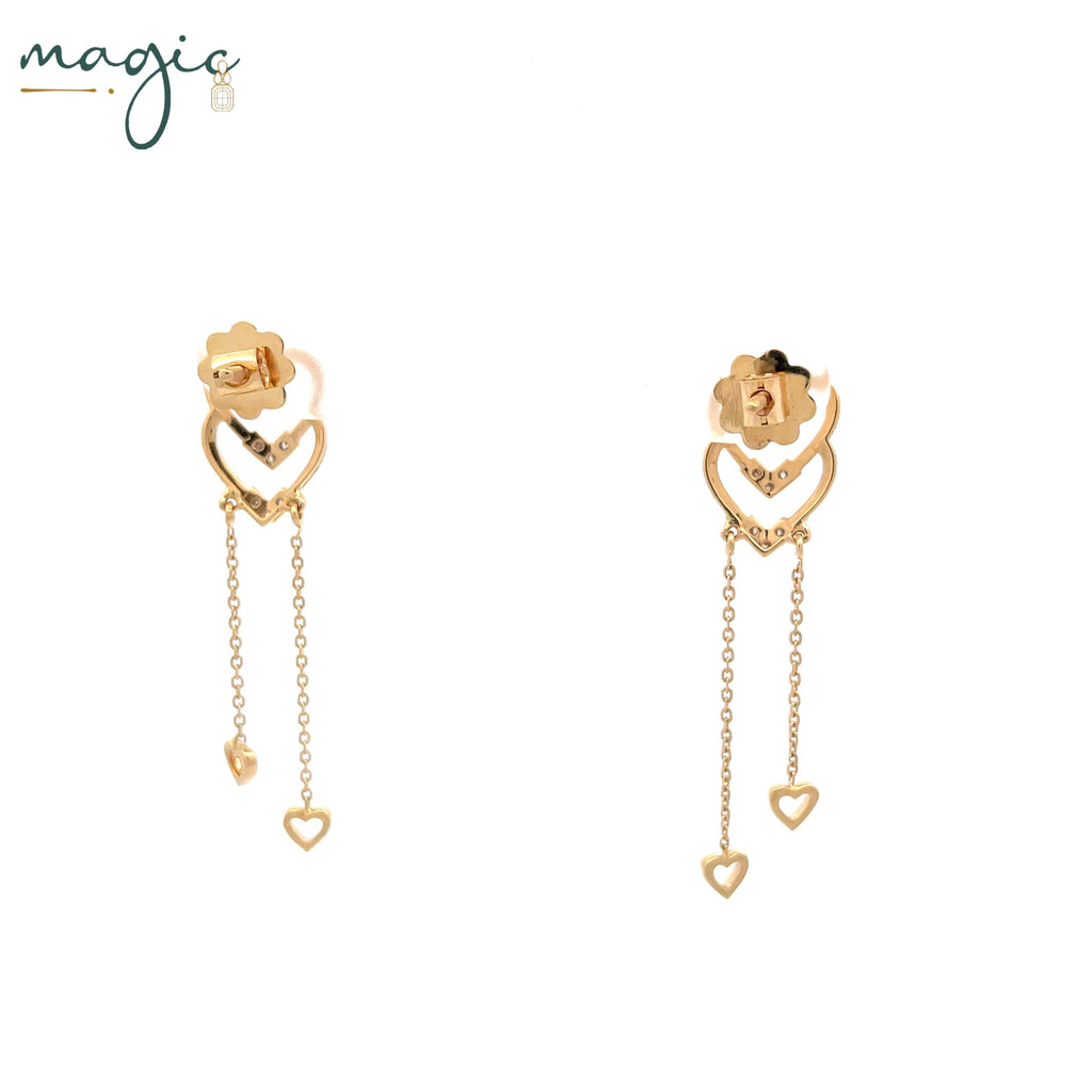 Magic Cascading Triflets of Sparked Heart Drop Earrings