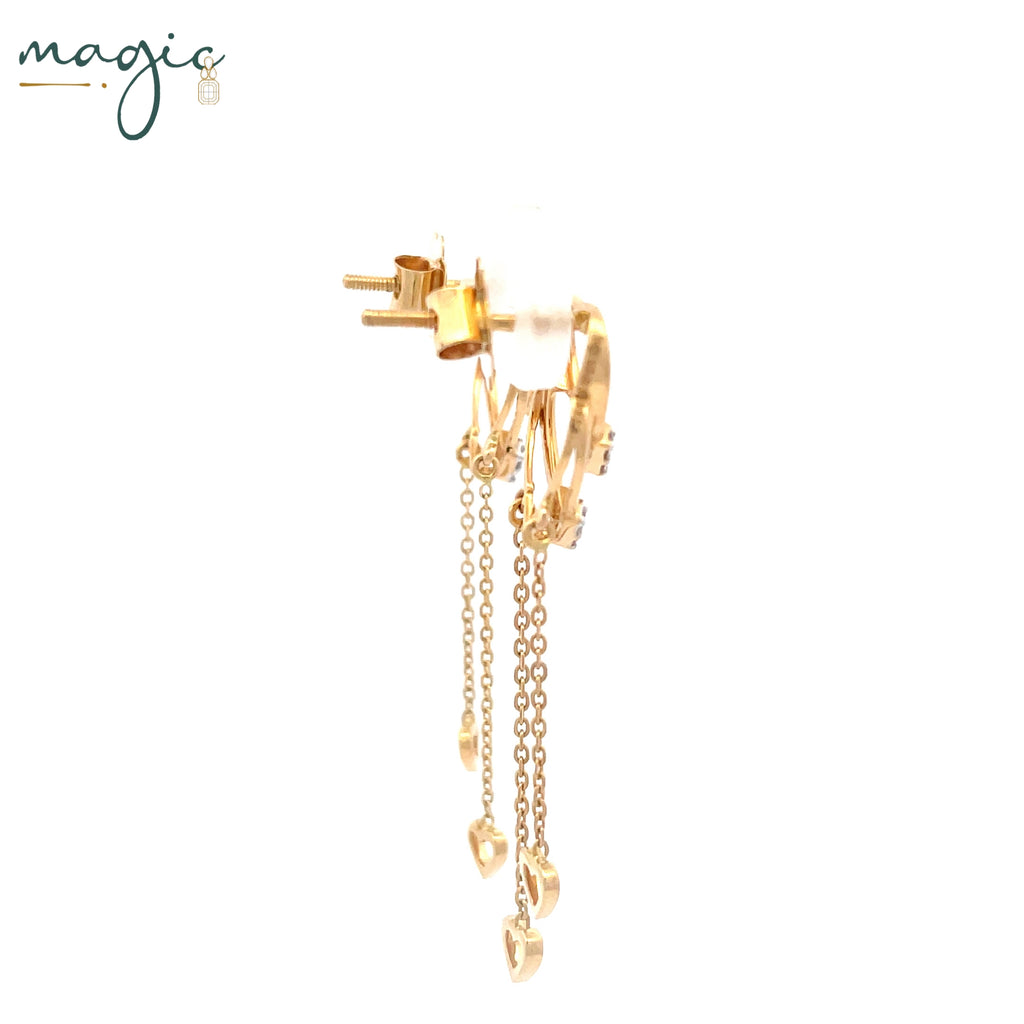 Magic Cascading Triflets of Sparked Heart Drop Earrings