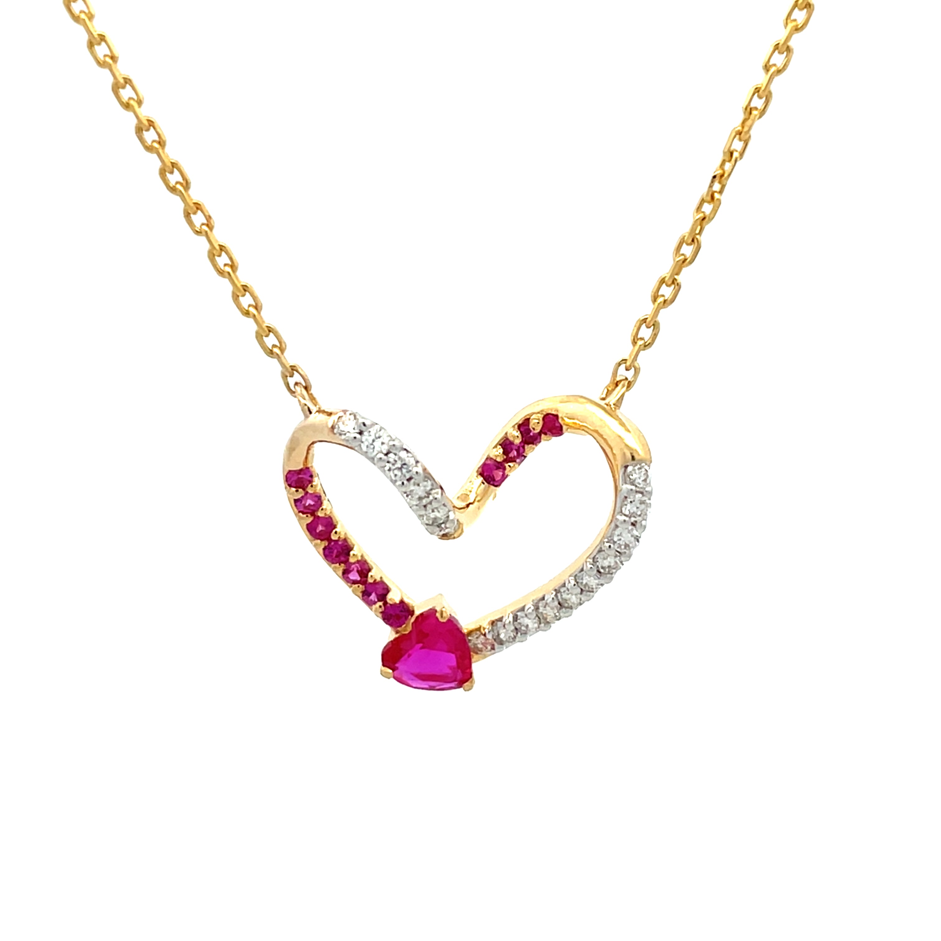 14k Yellow Gold Charm Necklace with  Heart