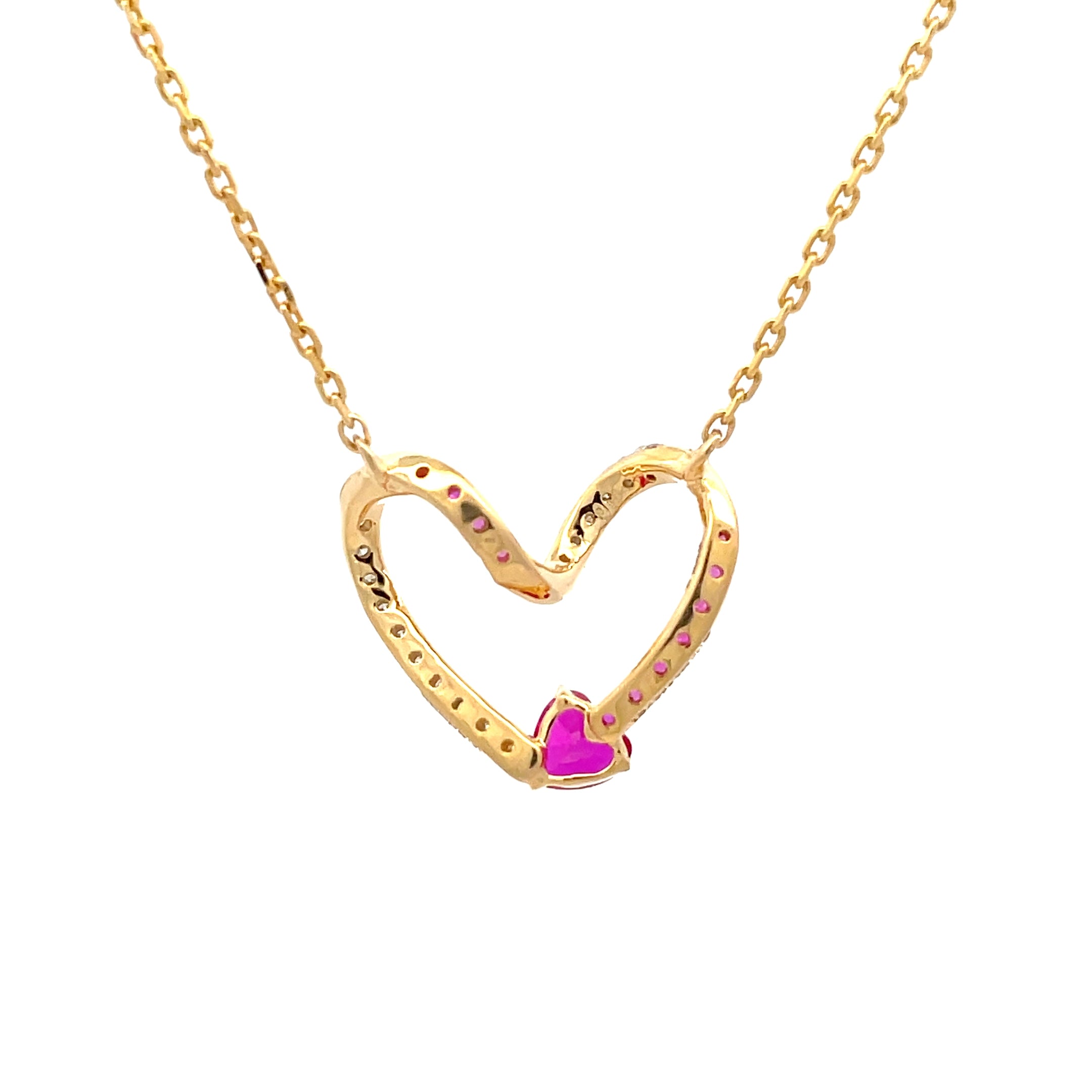 14k Yellow Gold Charm Necklace with  Heart