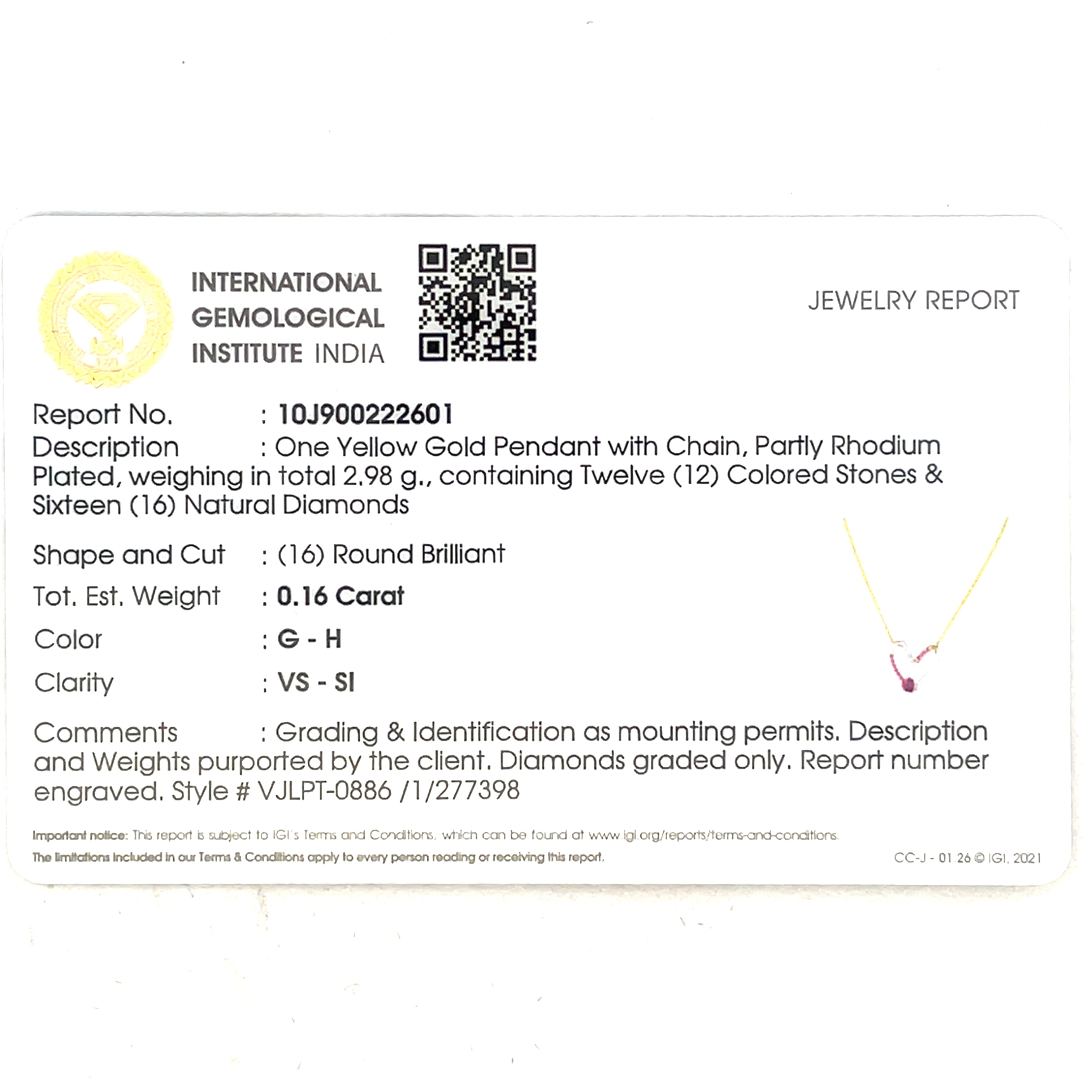 14k Yellow Gold Charm Necklace with  Heart