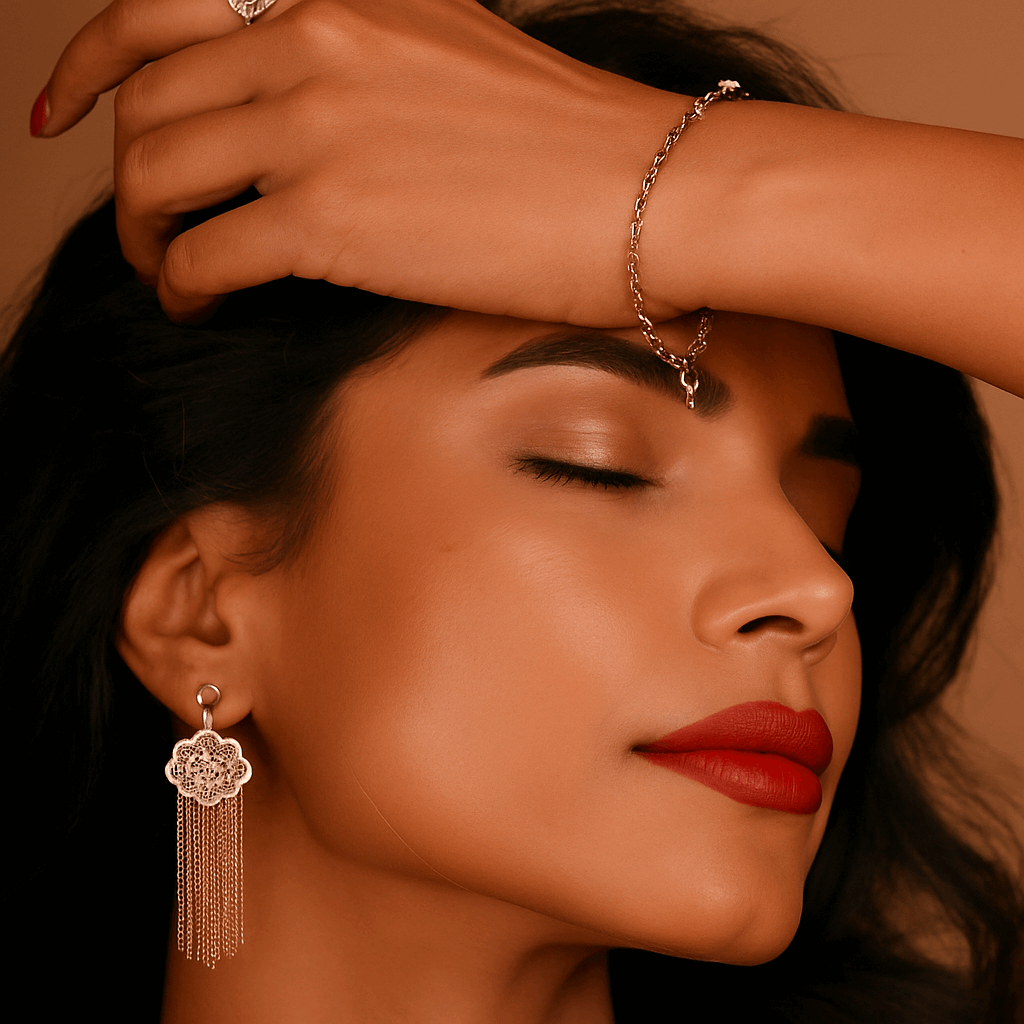 Rose Gold Fringe Drop Danglers