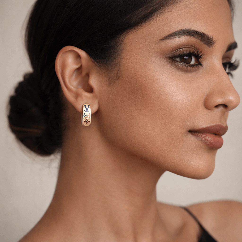 Monogram Mosaic Hoops