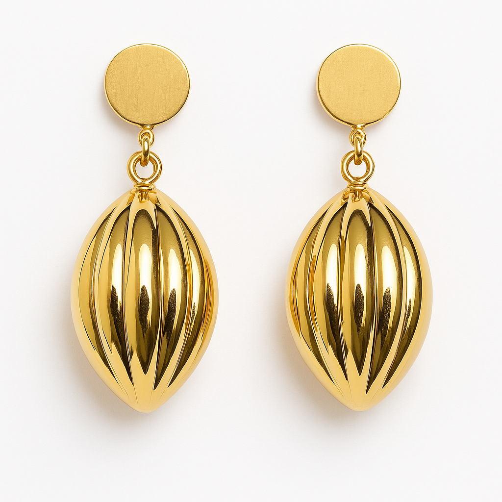 Luminous Gold Textured Drop Earrings