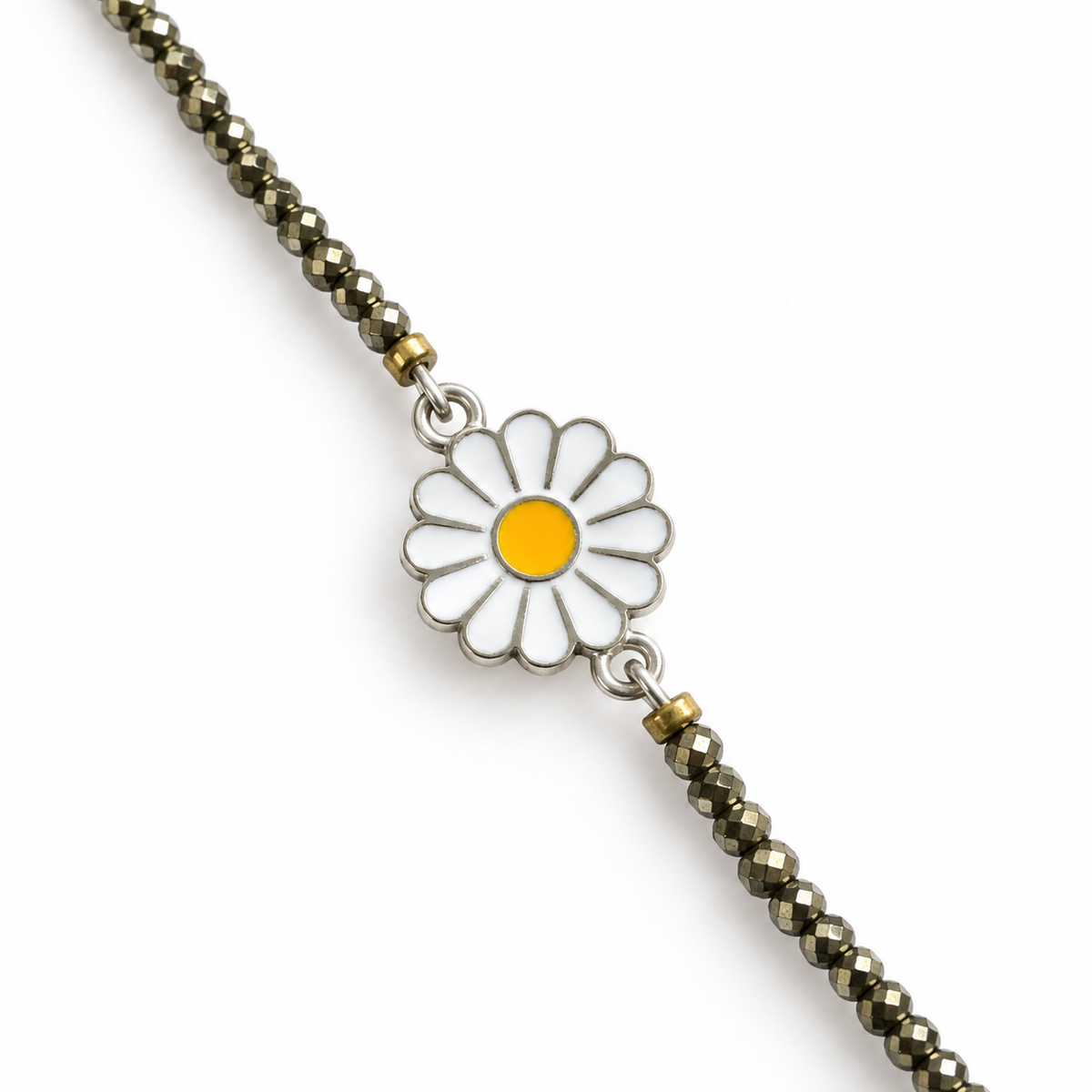 Silver & Pyrite Daisy Anklet