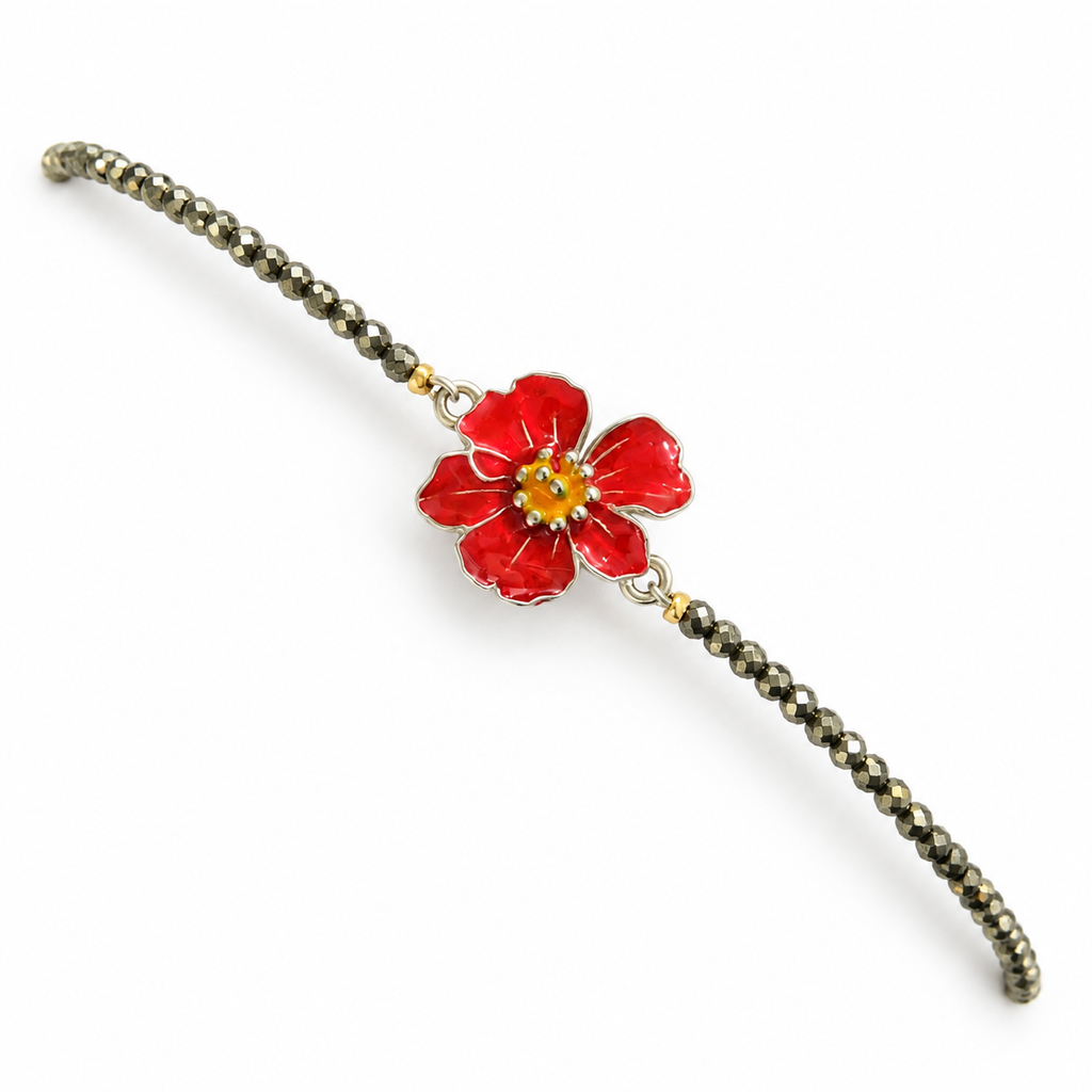 Red Blossom Pyrite Anklet