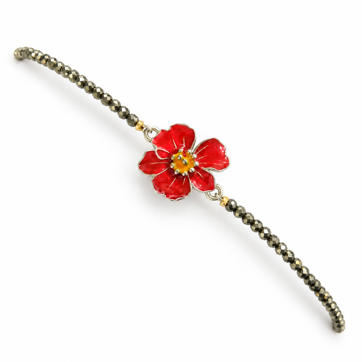 Red Blossom Pyrite Anklet