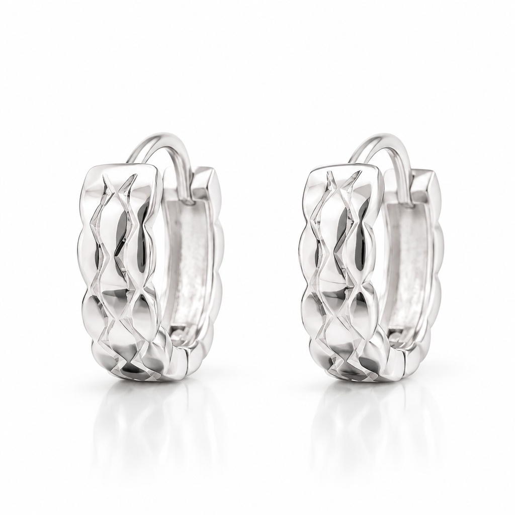 Silver Sculpted Huggies