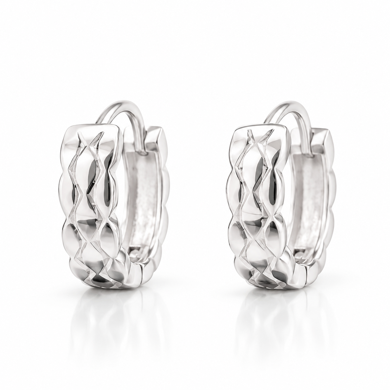 Silver Sculpted Huggies