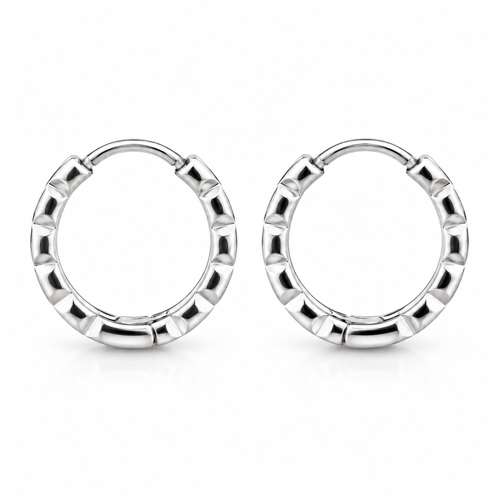Silver Sculpted Huggies