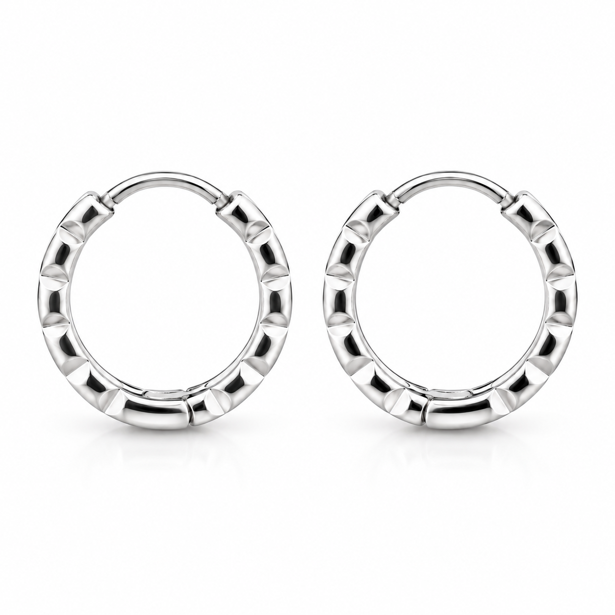 Silver Sculpted Huggies