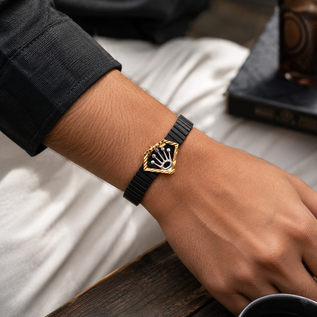 Black Crown Bracelet for Men