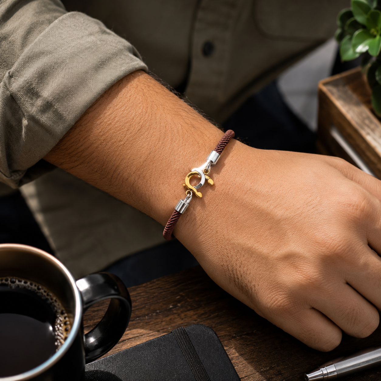 Brown Horseshoe Bracelet for Men