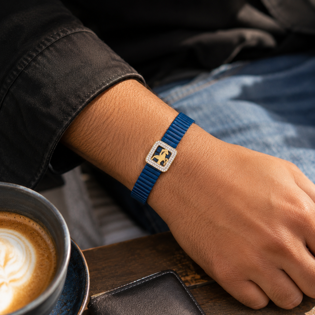 Blue Horse Charm Bracelet for Men