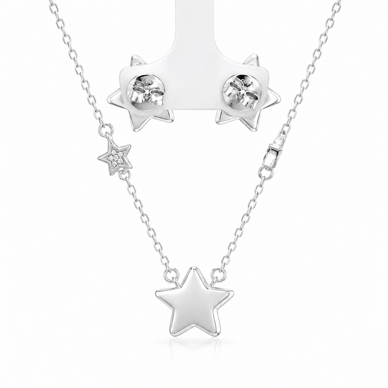 925 Sterling silver star chain pendent set
