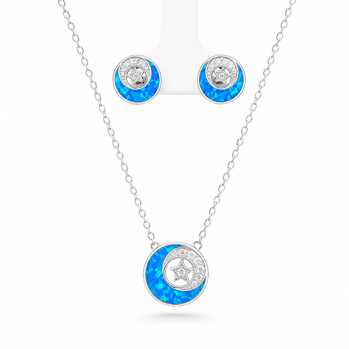 Star and moon pendent set