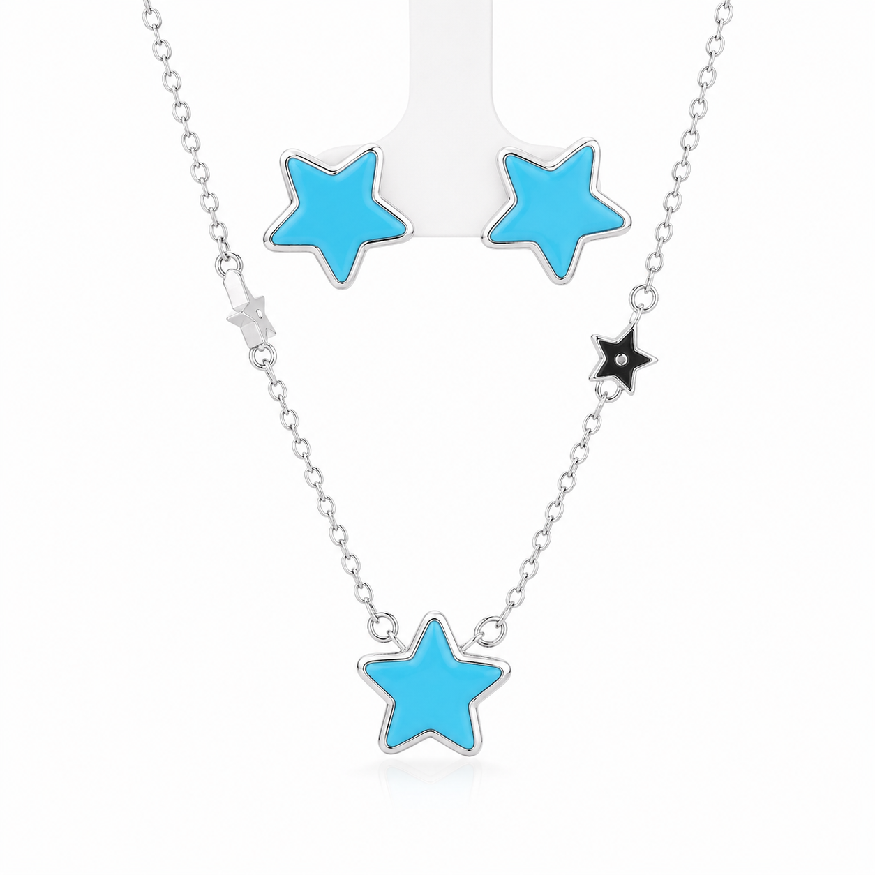 925 Sterling silver star chain pendent set