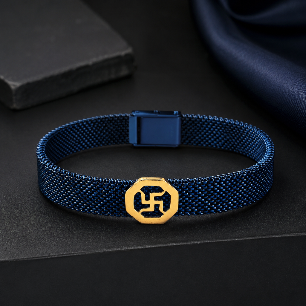 Blue Swastik Men's Bracelet