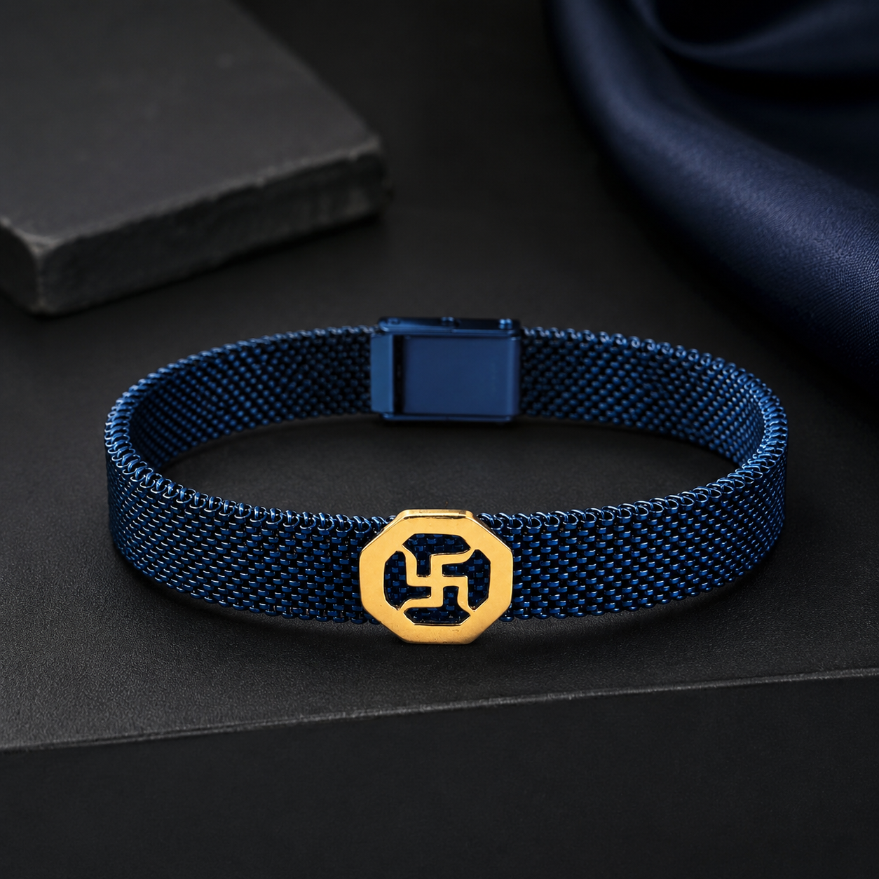 Blue Swastik Men's Bracelet