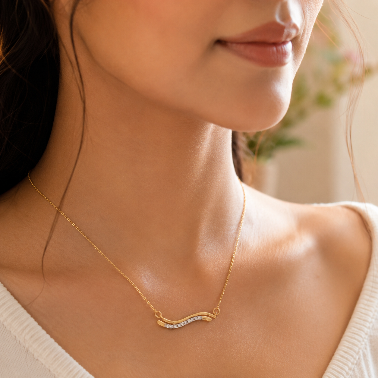 Wave Spark 14K Gold Pendant chain