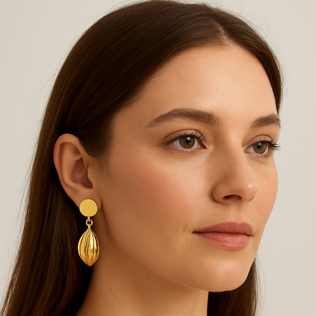Luminous Gold Textured Drop Earrings
