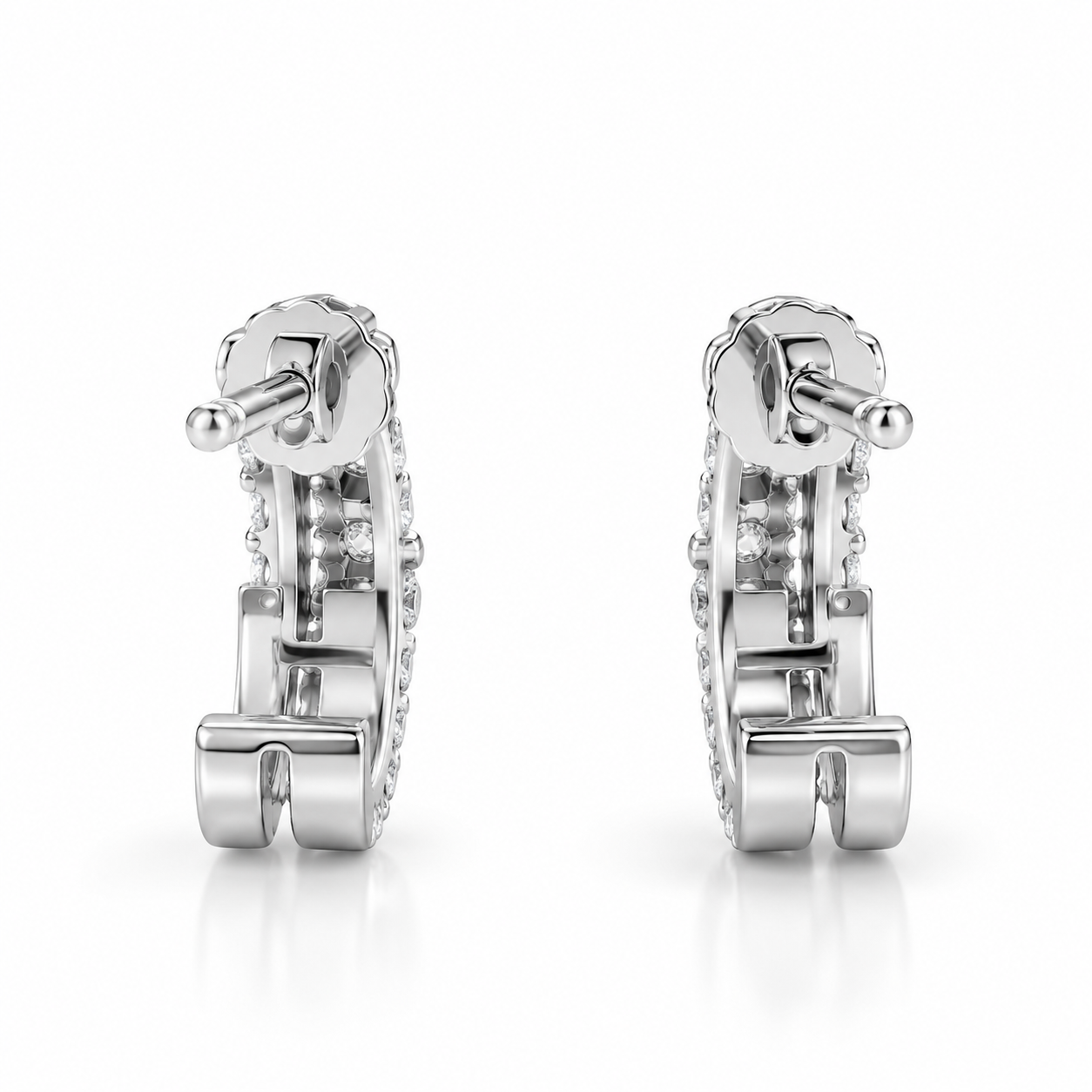 Silver Pavé X Hoop Earrings