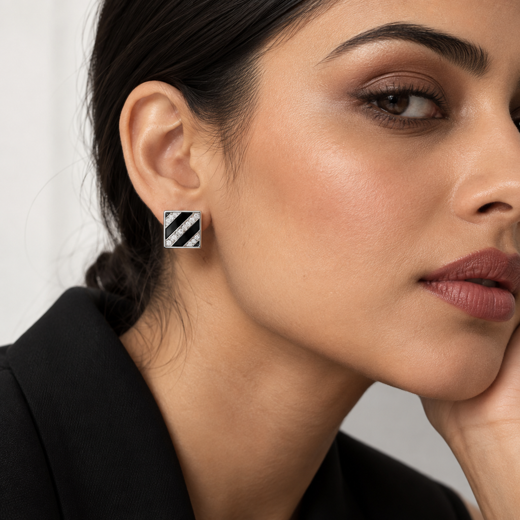 Silver Noir Studs