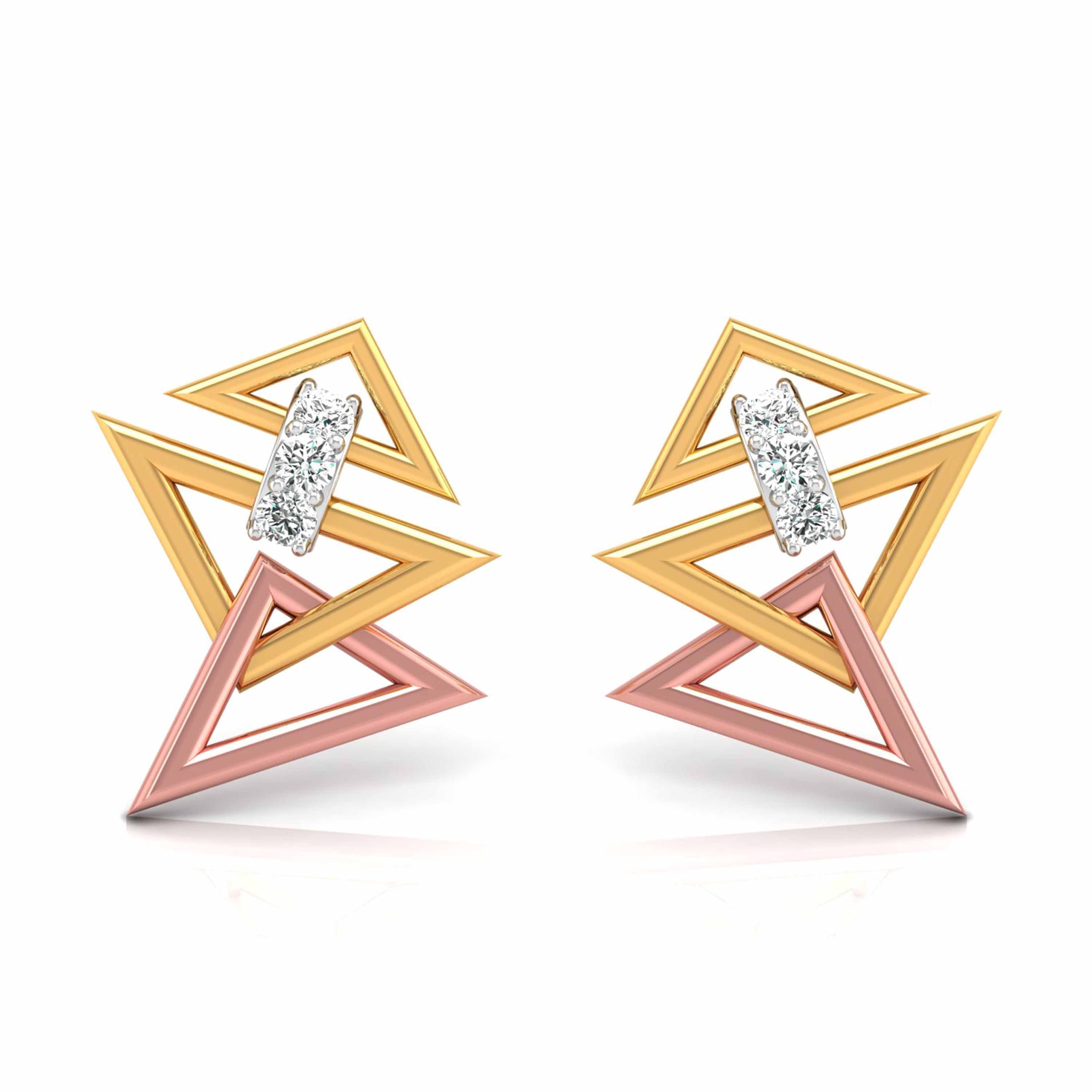 Magic Contemporary Unique Edge Diamond Earrings