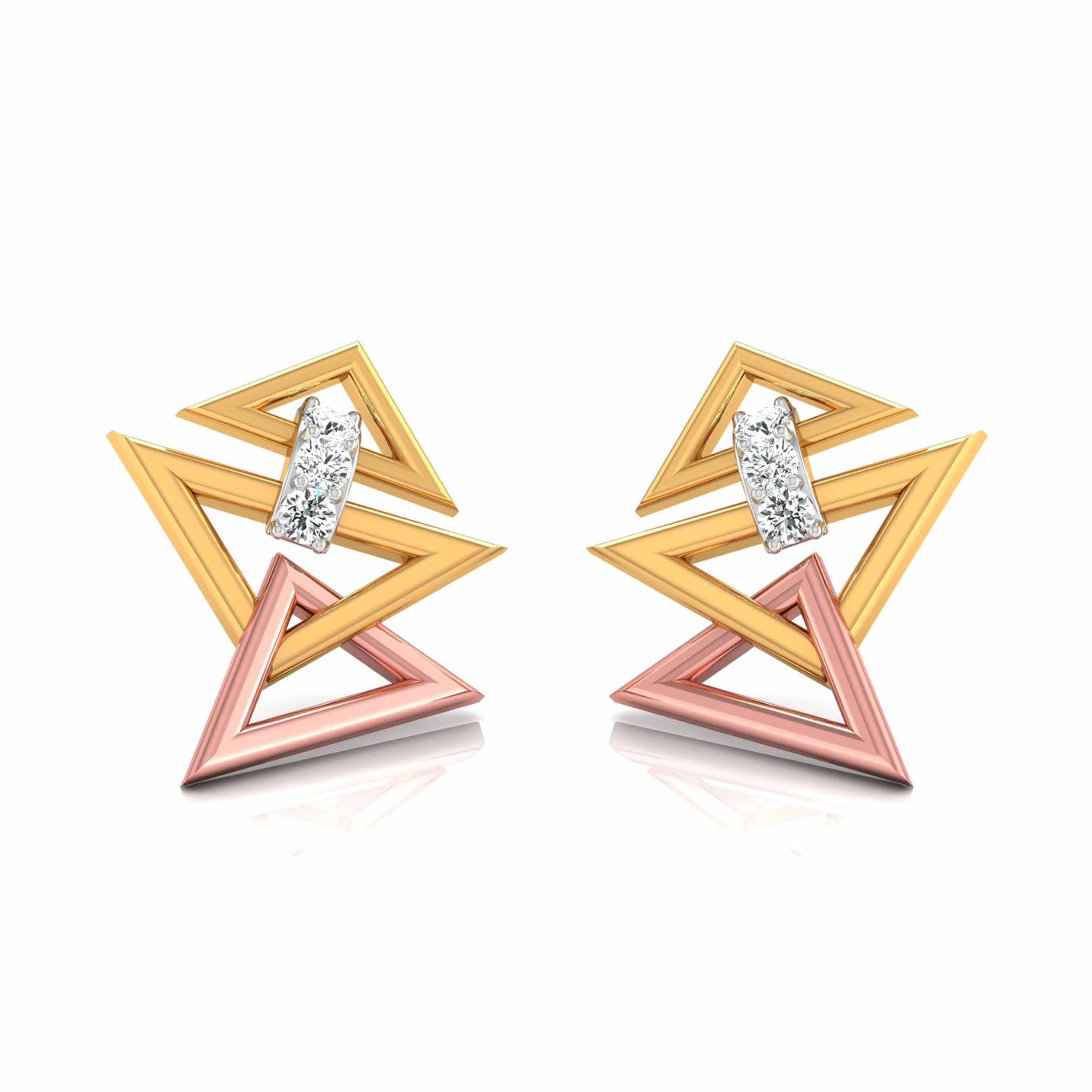 Magic Contemporary Unique Edge Diamond Earrings