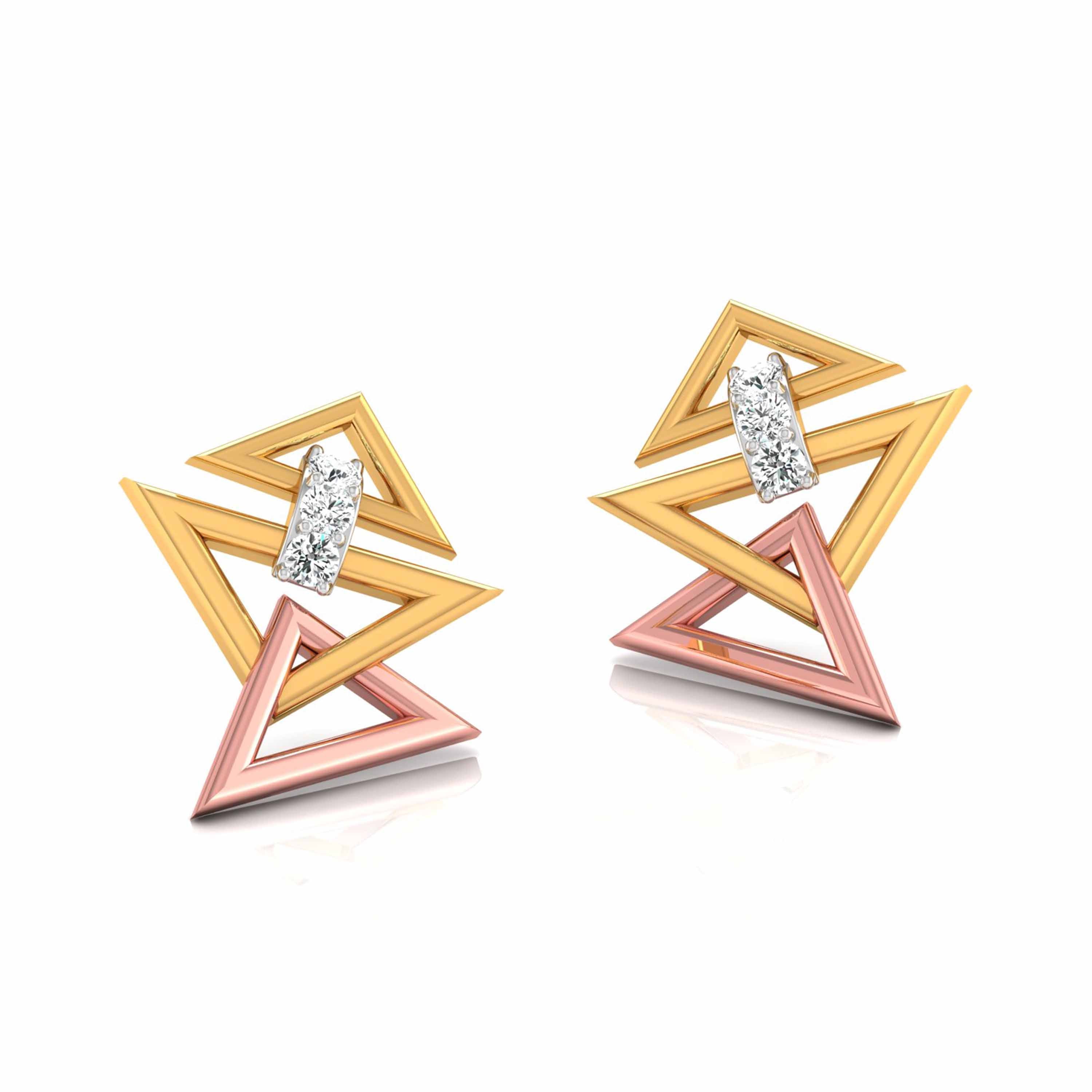 Magic Contemporary Unique Edge Diamond Earrings