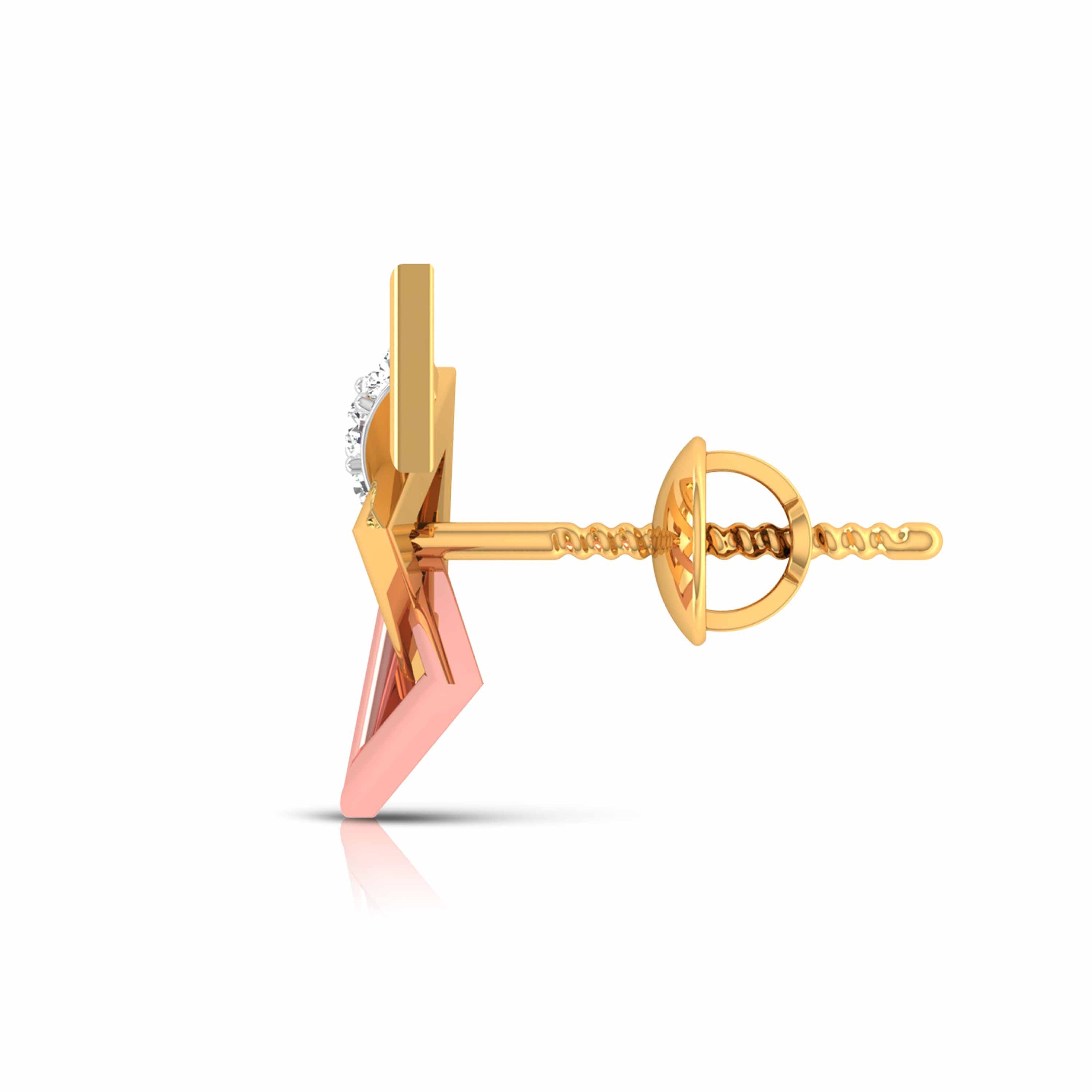 Magic Contemporary Unique Edge Diamond Earrings