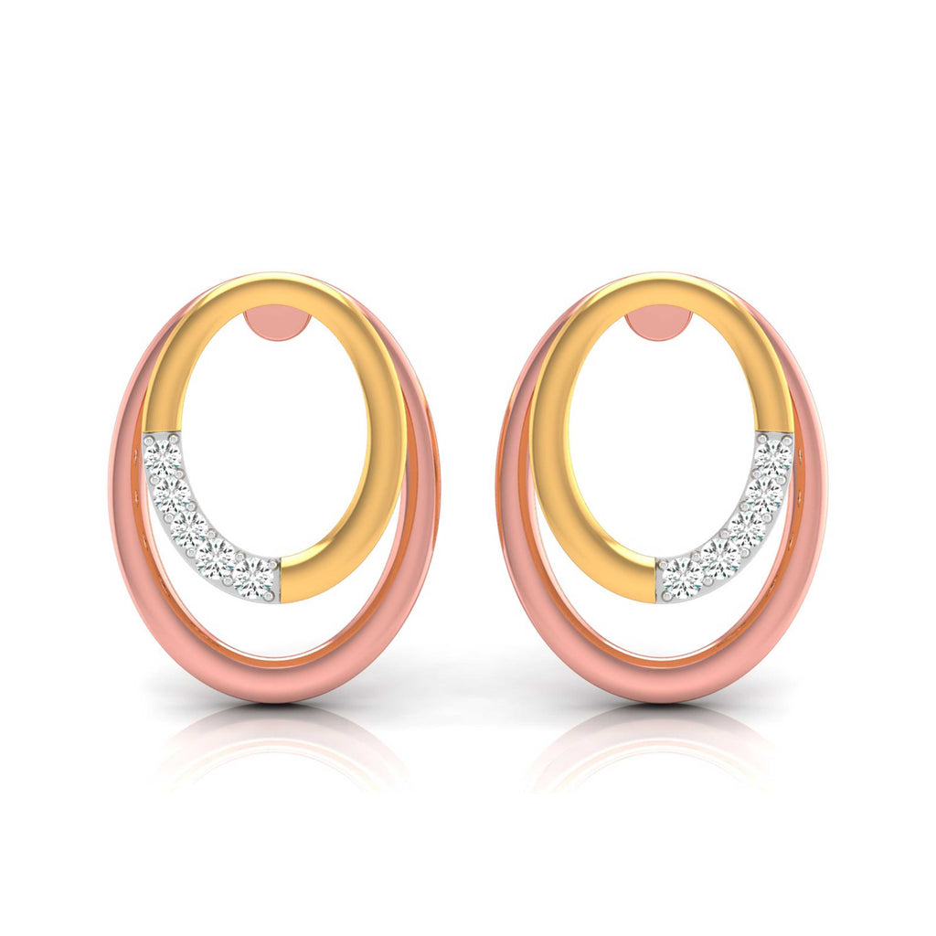 Magic Dual Tone Diamond Oval Earrings