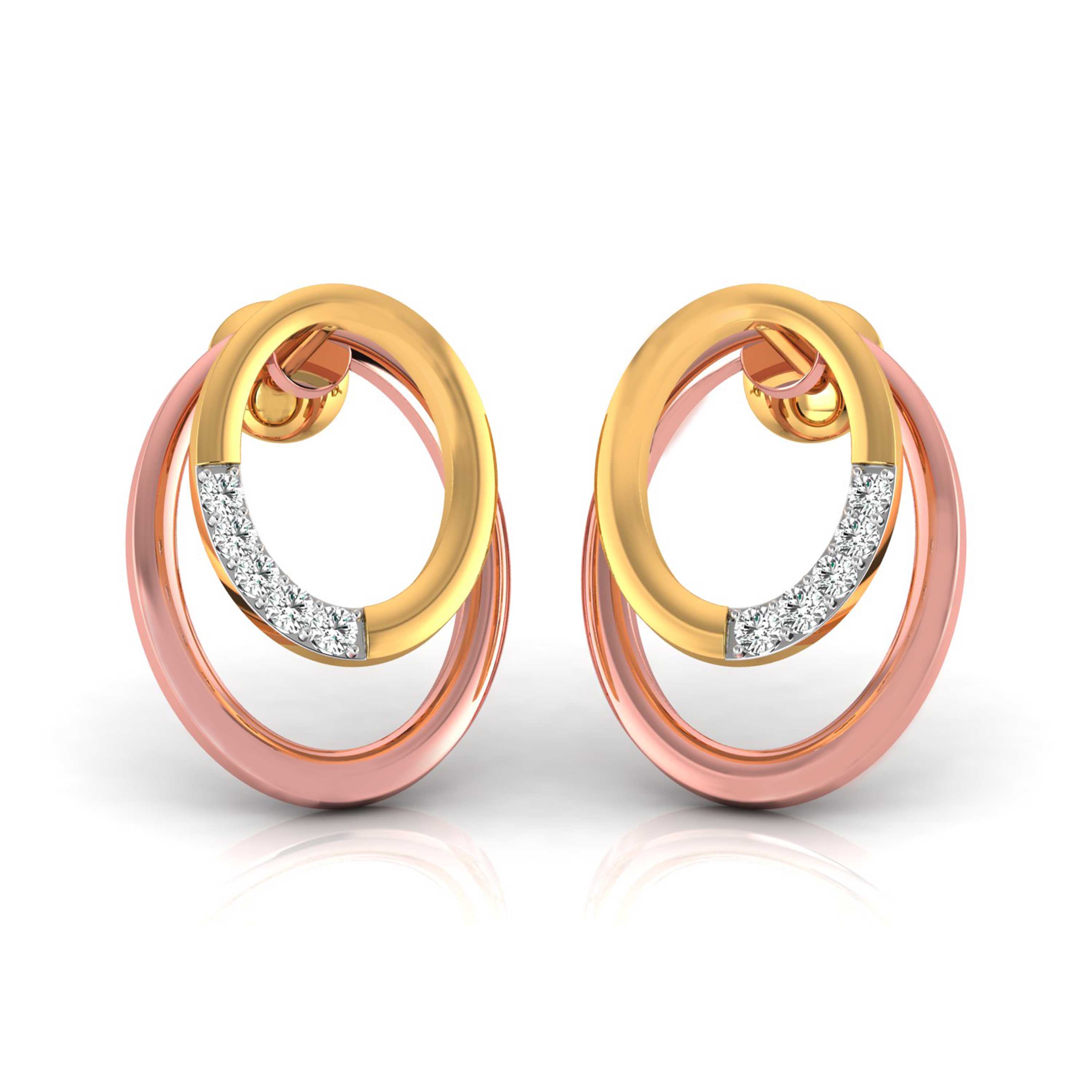 Magic Dual Tone Diamond Oval Earrings