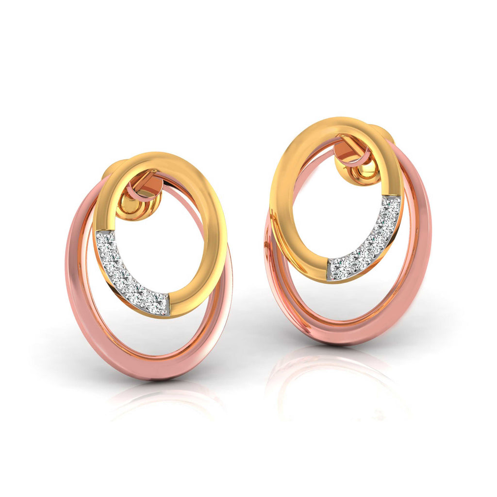 Magic Dual Tone Diamond Oval Earrings