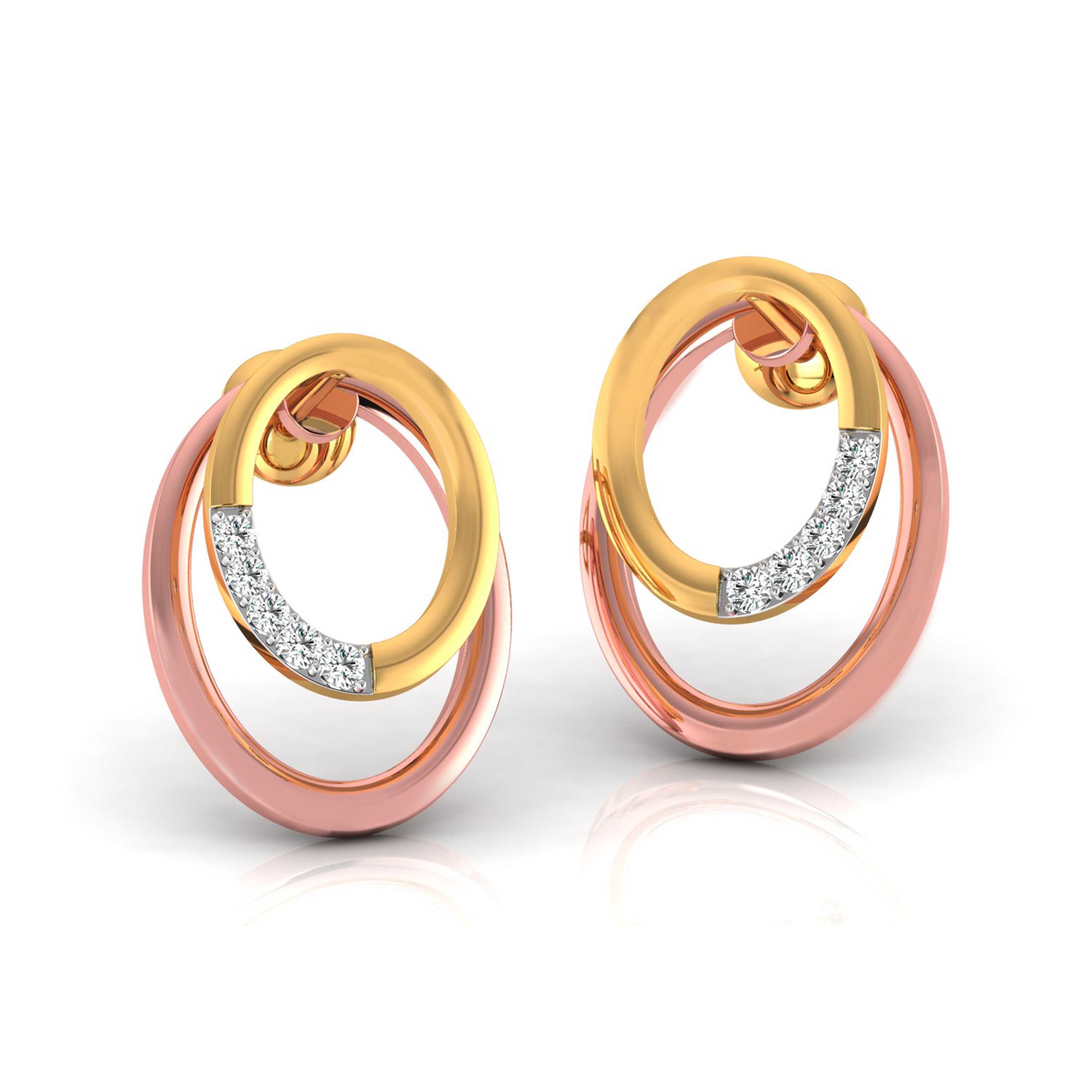 Magic Dual Tone Diamond Oval Earrings