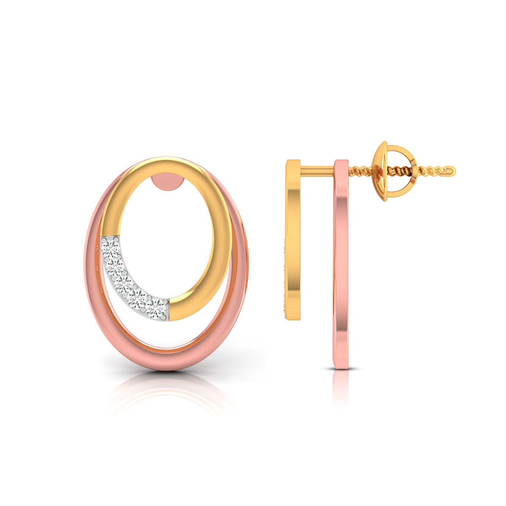 Magic Dual Tone Diamond Oval Earrings