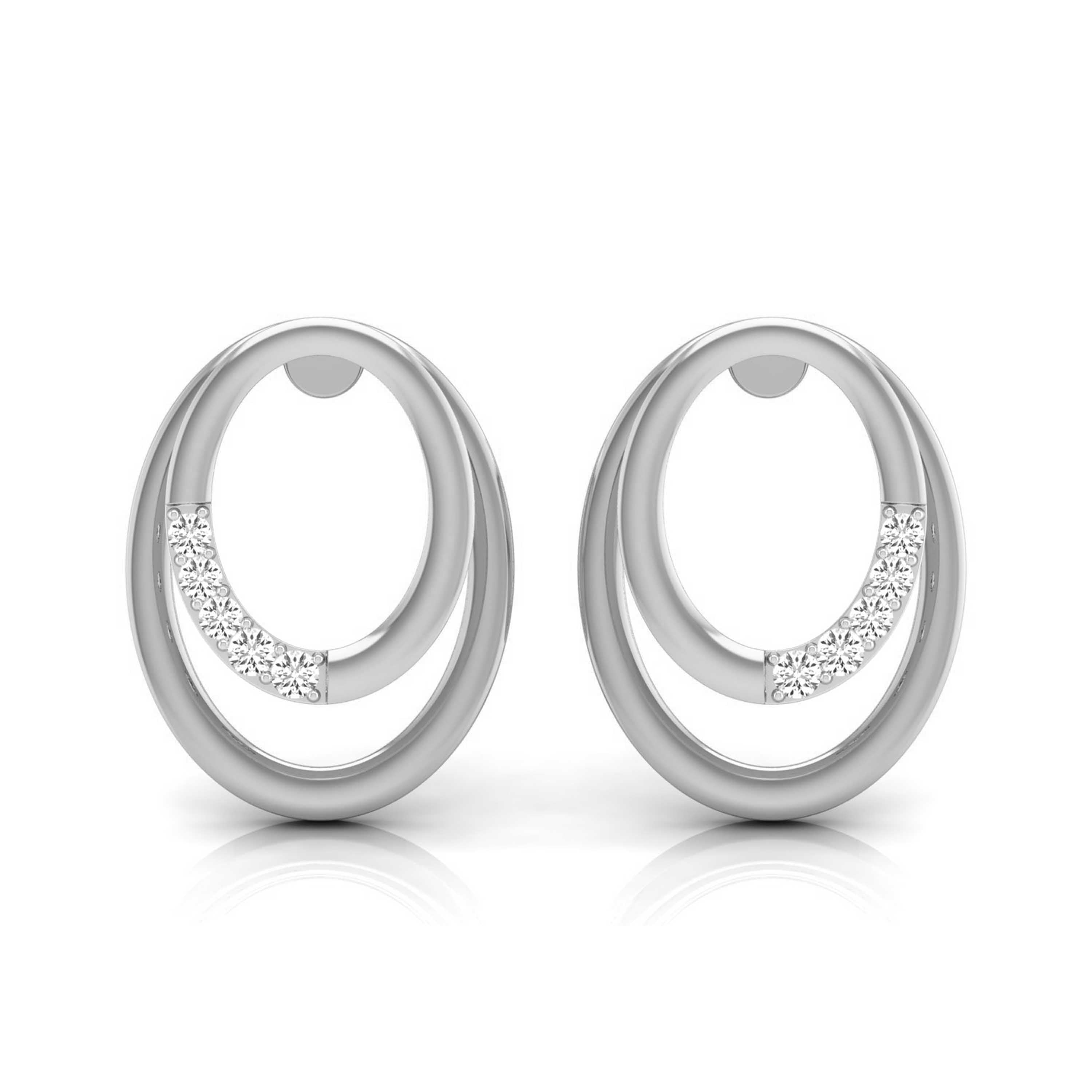 Magic Dual Tone Diamond Oval Earrings