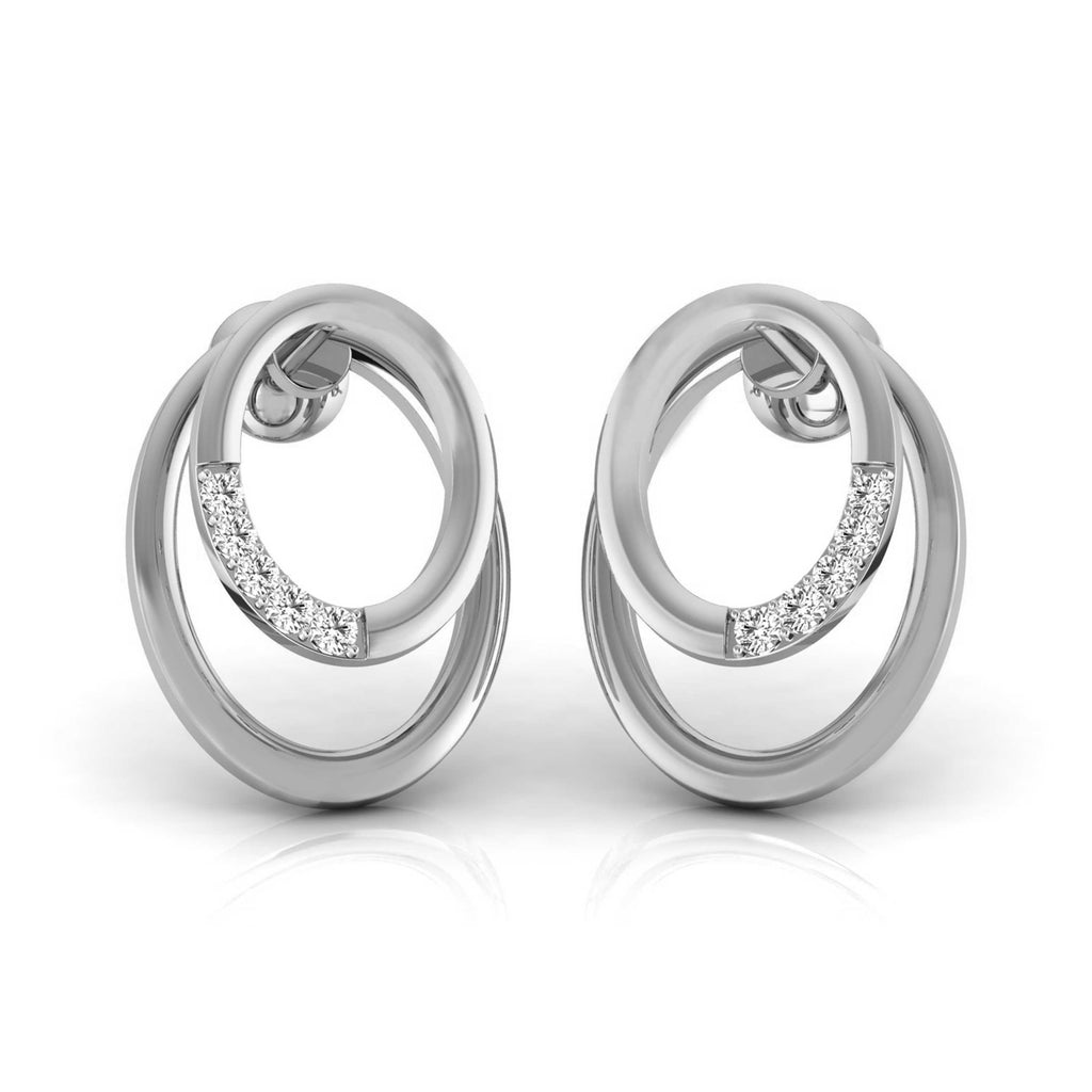 Magic Dual Tone Diamond Oval Earrings