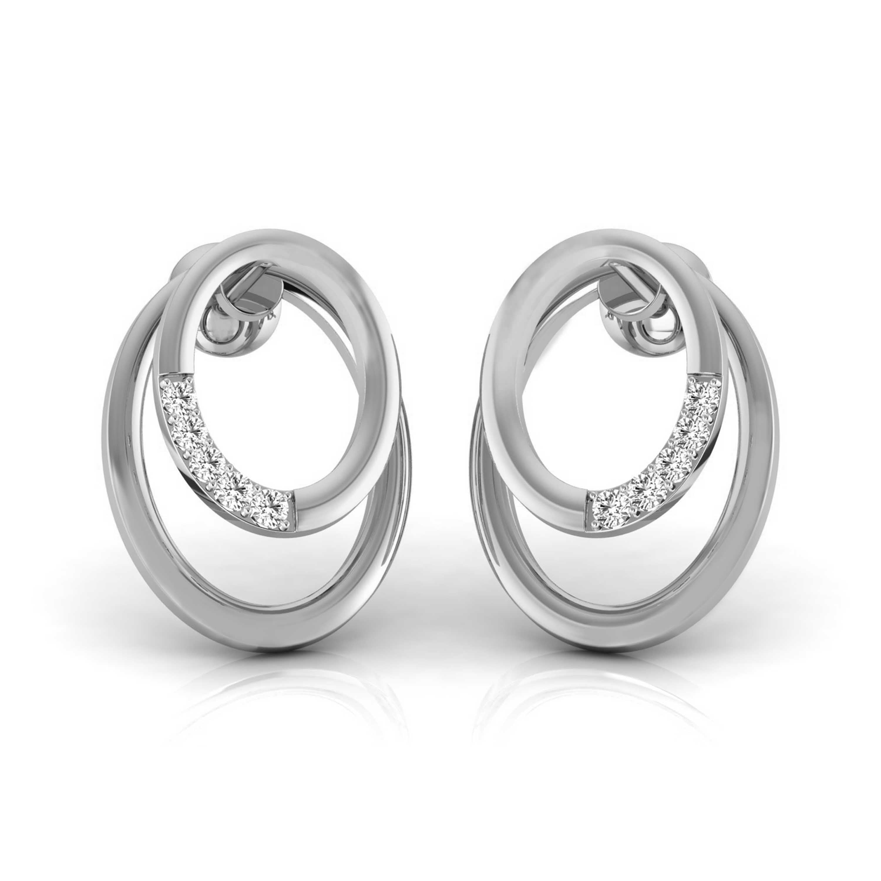 Magic Dual Tone Diamond Oval Earrings