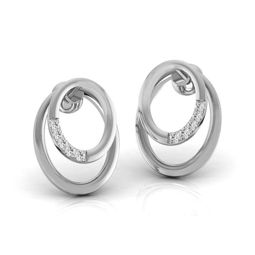 Magic Dual Tone Diamond Oval Earrings