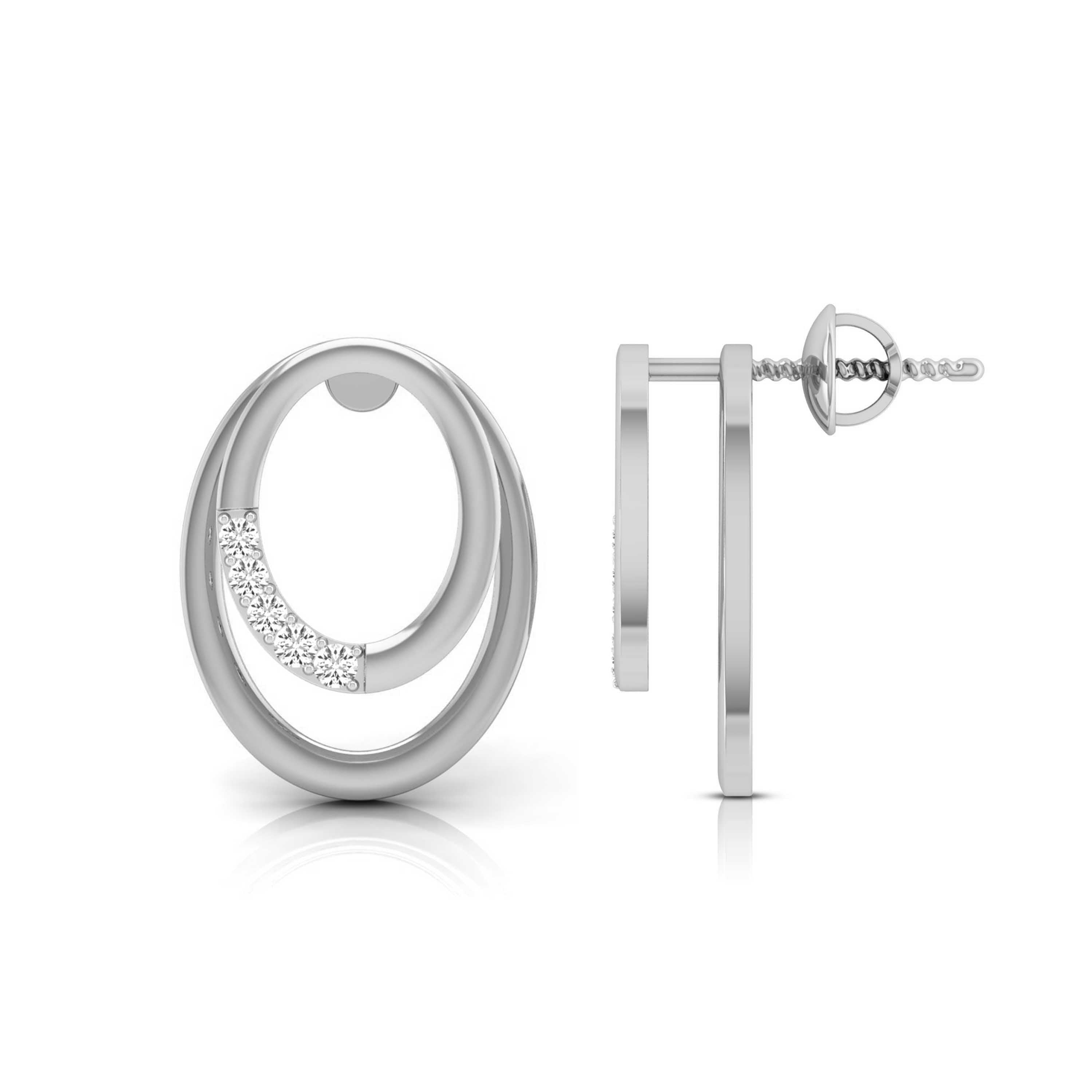 Magic Dual Tone Diamond Oval Earrings